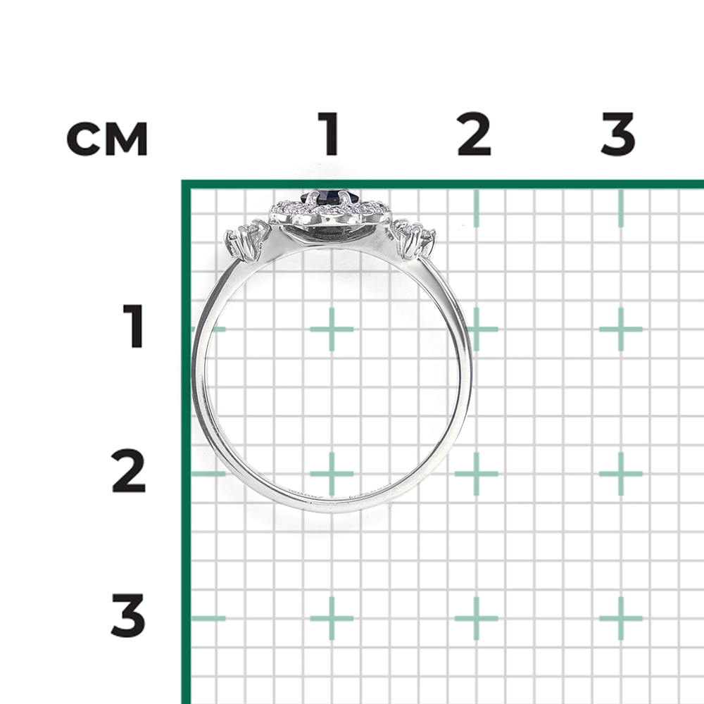 Кольцо из белого золота с сапфиром и бриллиантами 01-1572-01-105-1120-30
