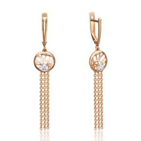 Серьги с английским замком из красного золота с фианитом 02-4502-00-501-1110-38