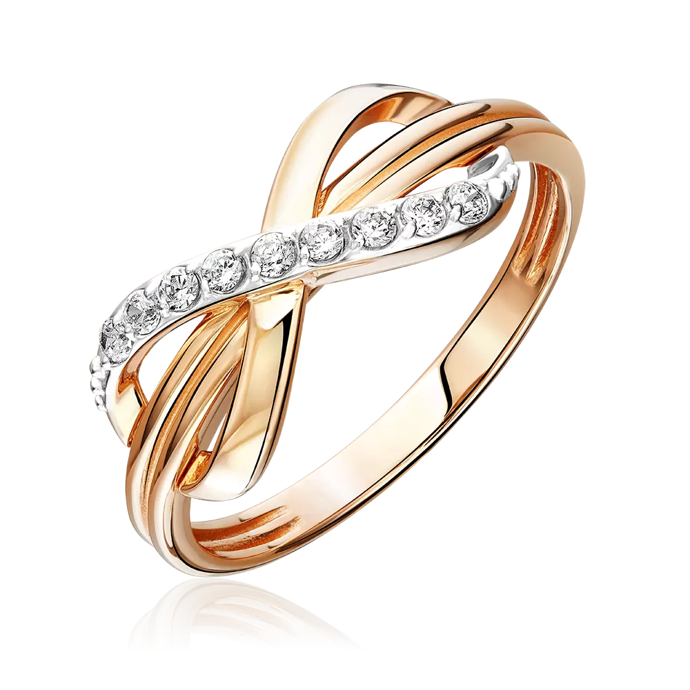 Кольцо «Бесконечность» из красного золота с фианитами 01-5843-00-401-1110
