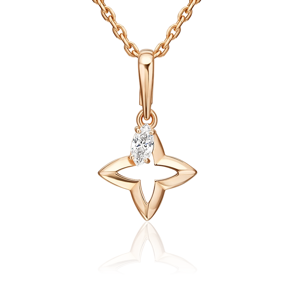 Подвеска из красного золота с фианитом 03-3666-00-401-1110