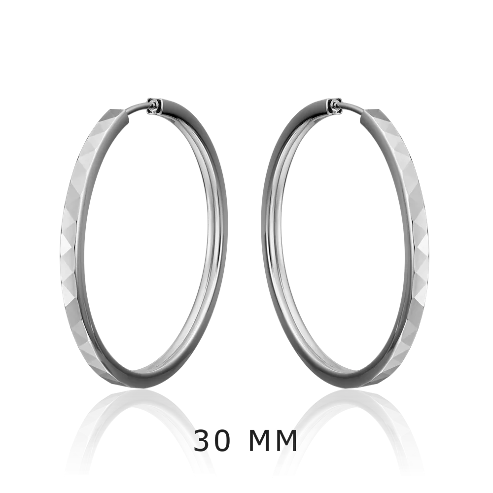 Серьги-конго из белого золота с алмазной гранью 02-0074-11-000-1120-19