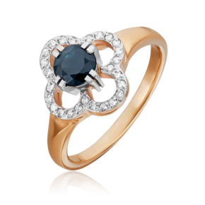 Кольцо из комбинированного золота с сапфиром и бриллиантами 01-0187-00-105-1111-30