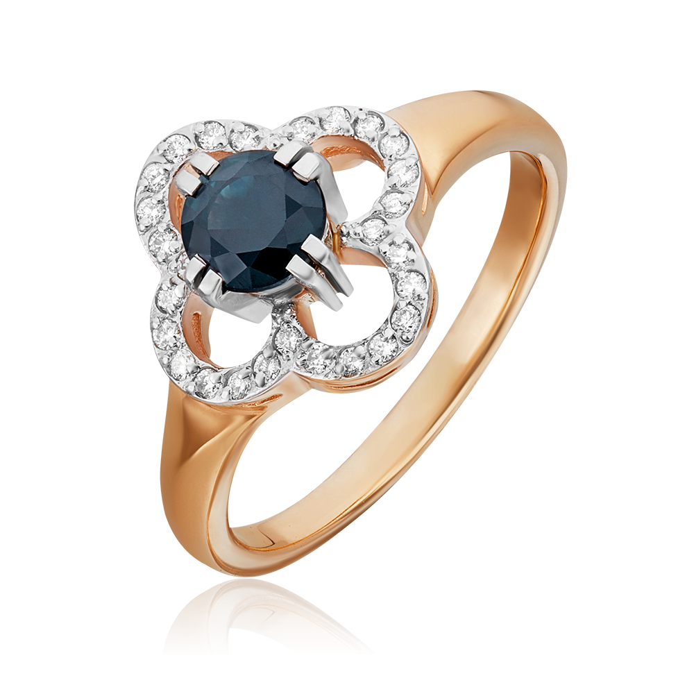 Кольцо из комбинированного золота с сапфиром и бриллиантами 01-0187-00-105-1111-30