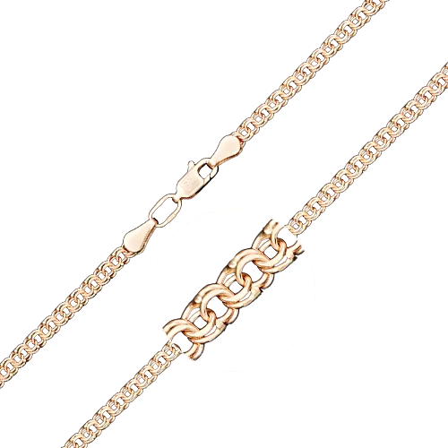 Браслет из красного золота с алмазной гранью (плетение «Бисмарк») 22-2705-050-1110-19