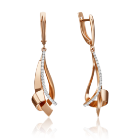 Серьги с английским замком из красного золота с фианитами 02-4297-00-401-1110-64