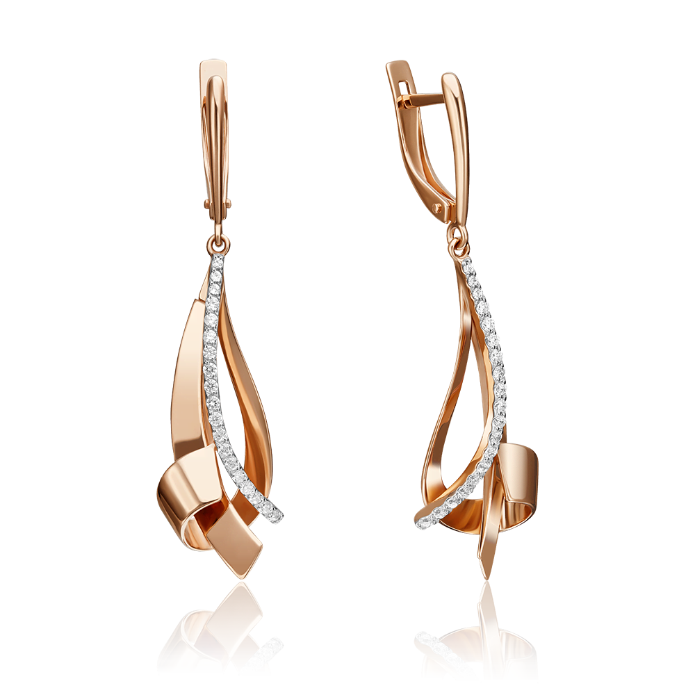 Серьги с английским замком из красного золота с фианитами 02-4297-00-401-1110-64