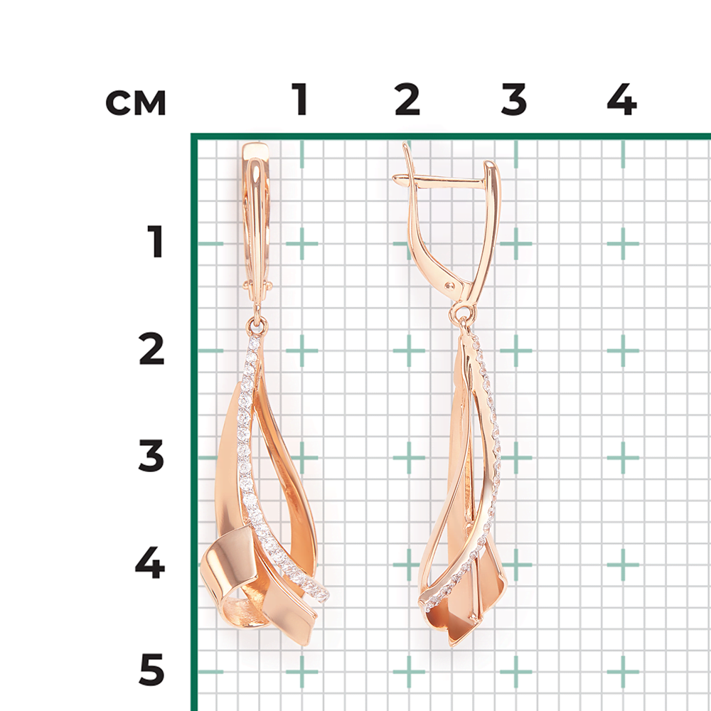 Серьги с английским замком из красного золота с фианитами 02-4297-00-401-1110-64