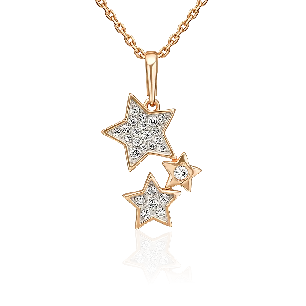 Подвеска «Звездопад» из красного золота с бриллиантами 03-3639-00-101-1110