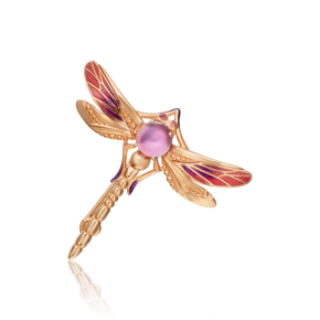 Брошь «Стрекоза» из красного золота с аметистом и эмалью 04-0252-00-203-1110-57