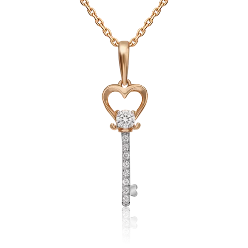 Подвеска «Ключ» из красного золота с фианитами 03-3141-00-401-1110-03