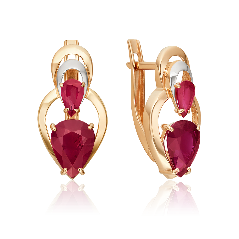Серьги с английским замком из красного золота с рубинами 02-5472-00-104-1110