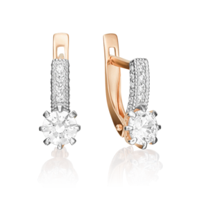 Серьги с английским замком из красного золота с бриллиантами 02-0610-00-101-1110-30