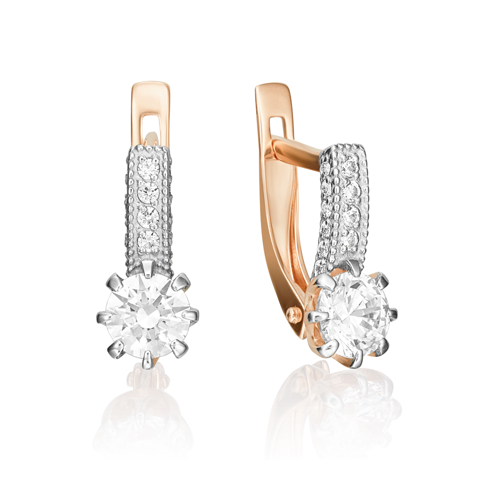 Серьги с английским замком из красного золота с бриллиантами 02-0610-00-101-1110-30