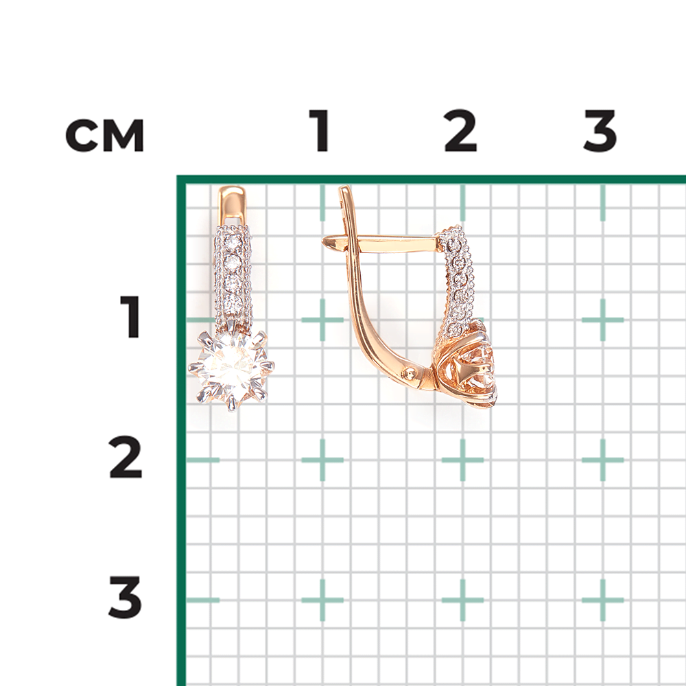 Серьги с английским замком из красного золота с бриллиантами 02-0610-00-101-1110-30