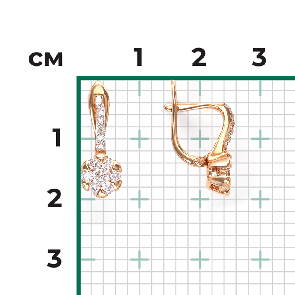 Серьги с английским замком из красного золота с бриллиантами 02-0872-00-101-1110-30