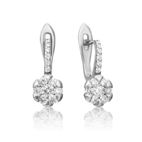 Серьги с английским замком из белого золота с бриллиантами 02-0872-00-101-1120-30