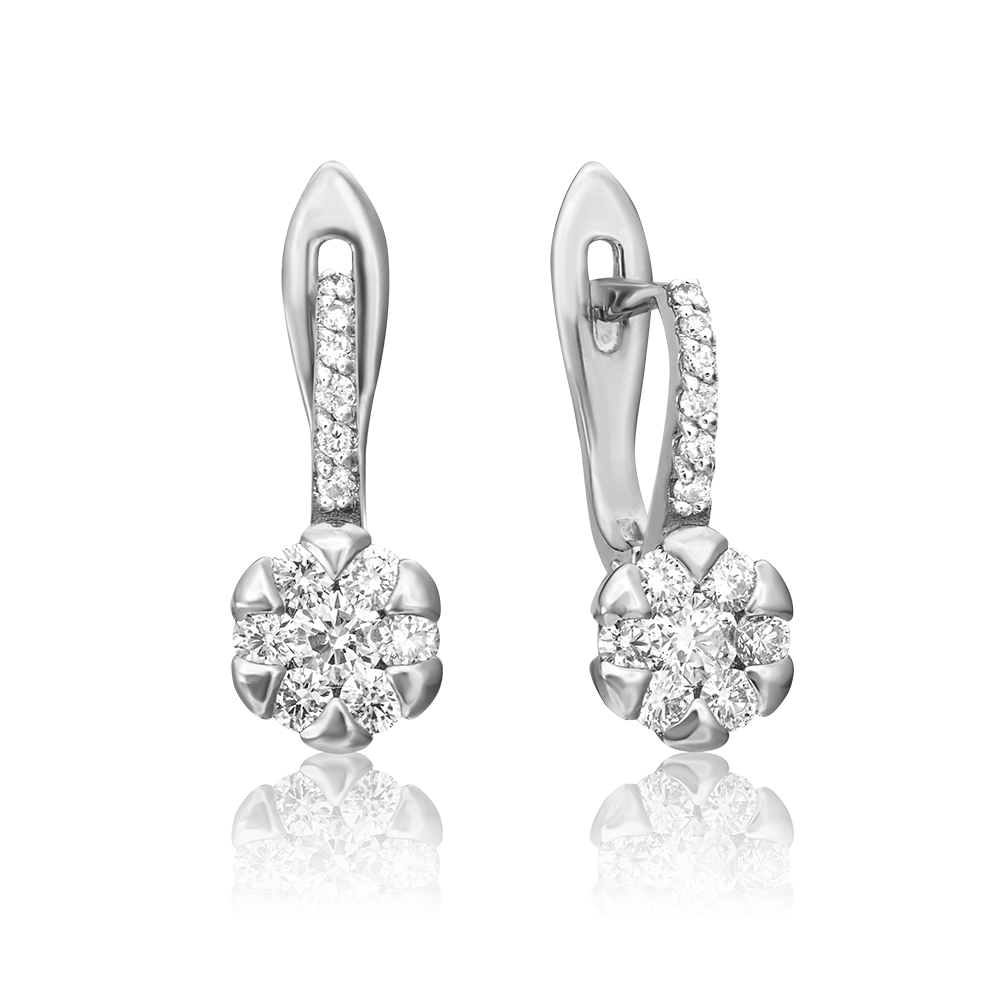 Серьги с английским замком из белого золота с бриллиантами 02-0872-00-101-1120-30