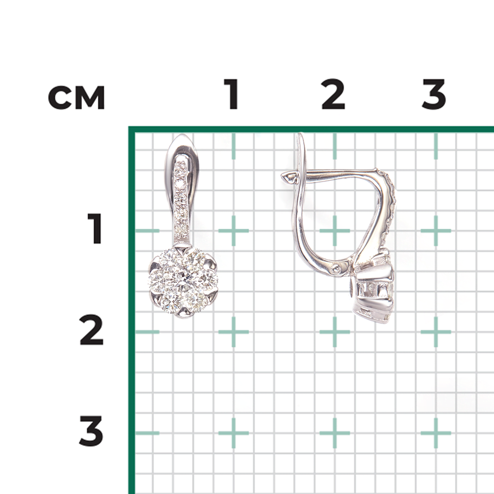 Серьги с английским замком из белого золота с бриллиантами 02-0872-00-101-1120-30