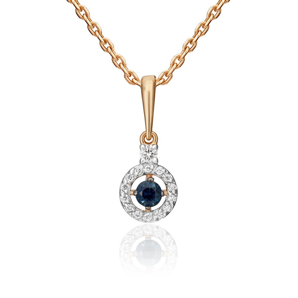 Подвеска из красного золота с сапфиром и бриллиантами 03-0515-00-105-1110-30