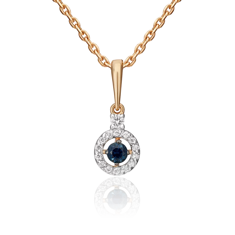 Подвеска из красного золота с сапфиром и бриллиантами 03-0515-00-105-1110-30