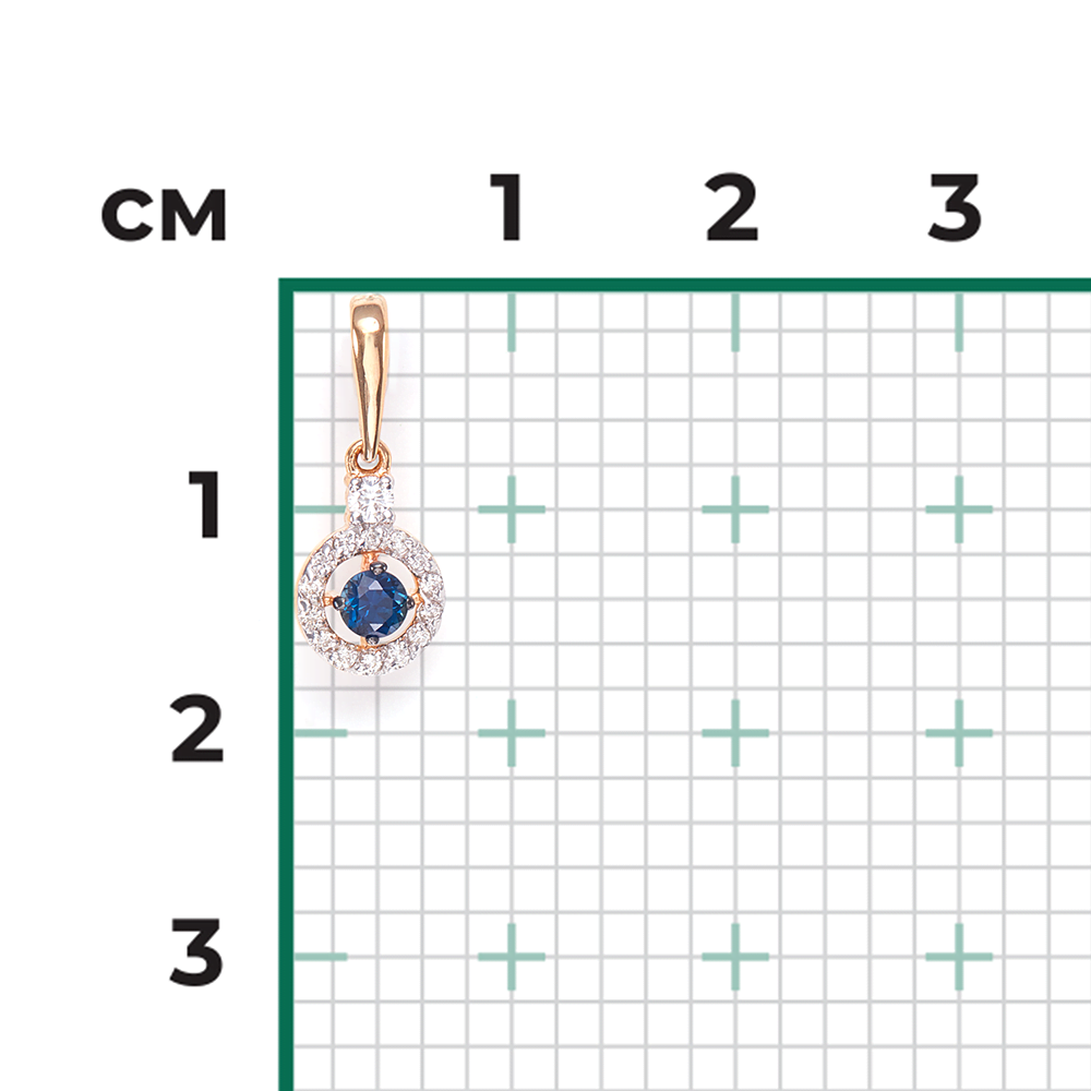 Подвеска из красного золота с сапфиром и бриллиантами 03-0515-00-105-1110-30