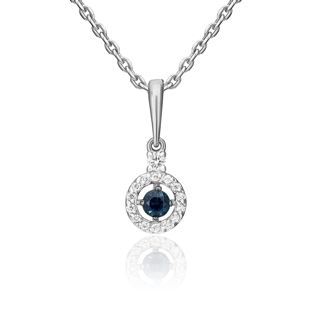 Подвеска из белого золота с сапфиром и бриллиантами 03-0515-00-105-1120-30