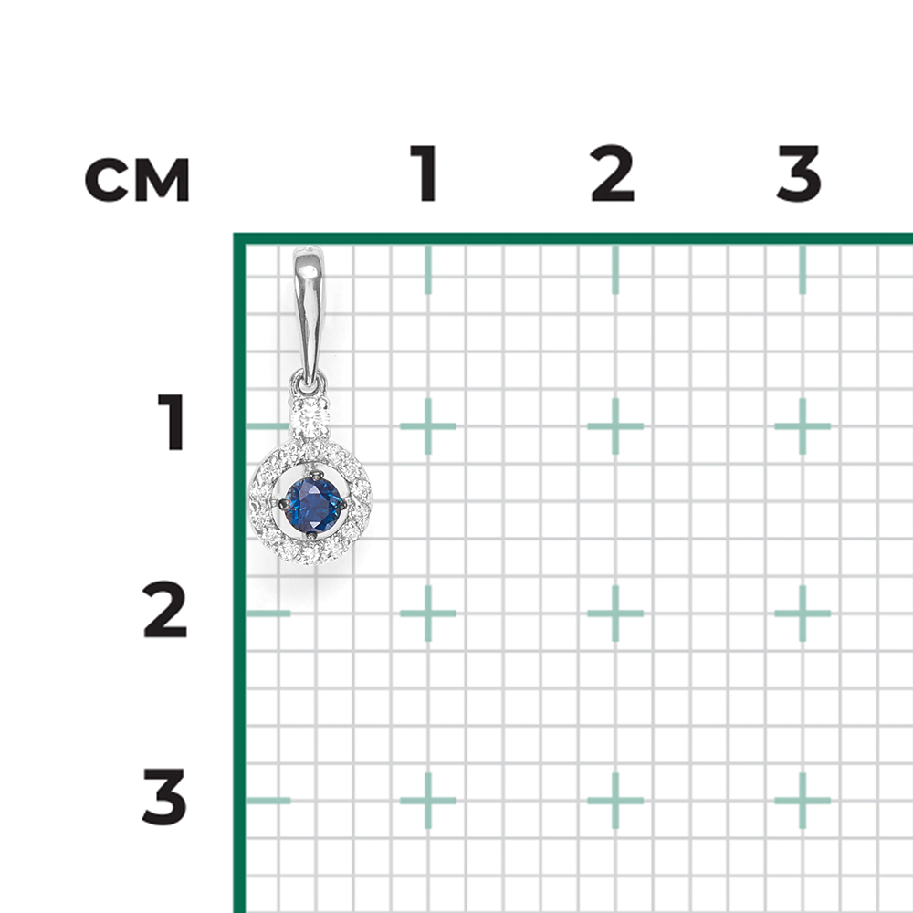 Подвеска из белого золота с сапфиром и бриллиантами 03-0515-00-105-1120-30
