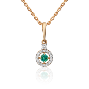 Подвеска из красного золота с изумрудом и бриллиантами 03-0515-00-106-1110-30