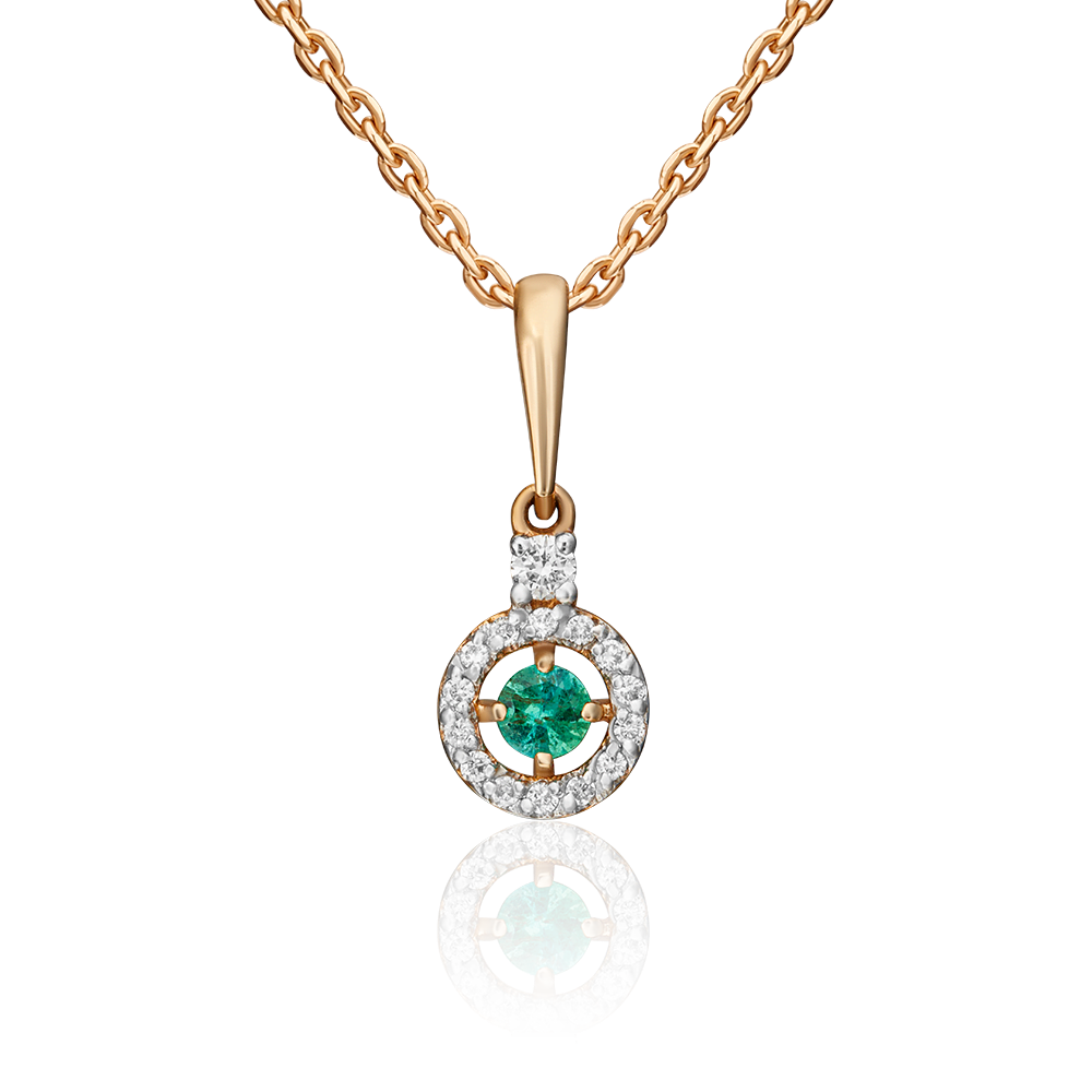 Подвеска из красного золота с изумрудом и бриллиантами 03-0515-00-106-1110-30