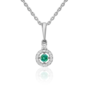 Подвеска из белого золота с изумрудом и бриллиантами