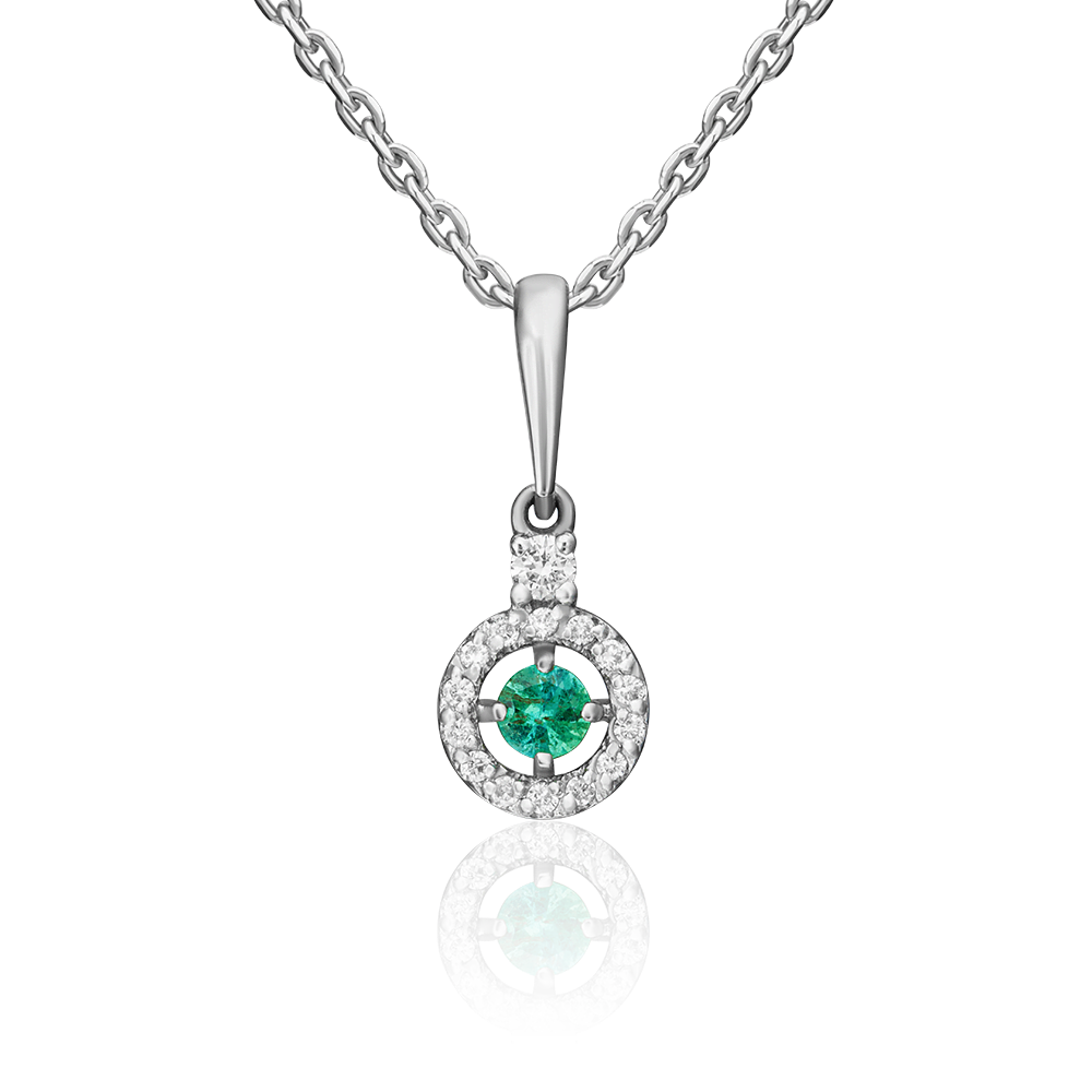 Подвеска из белого золота с изумрудом и бриллиантами 03-0515-00-106-1120-30