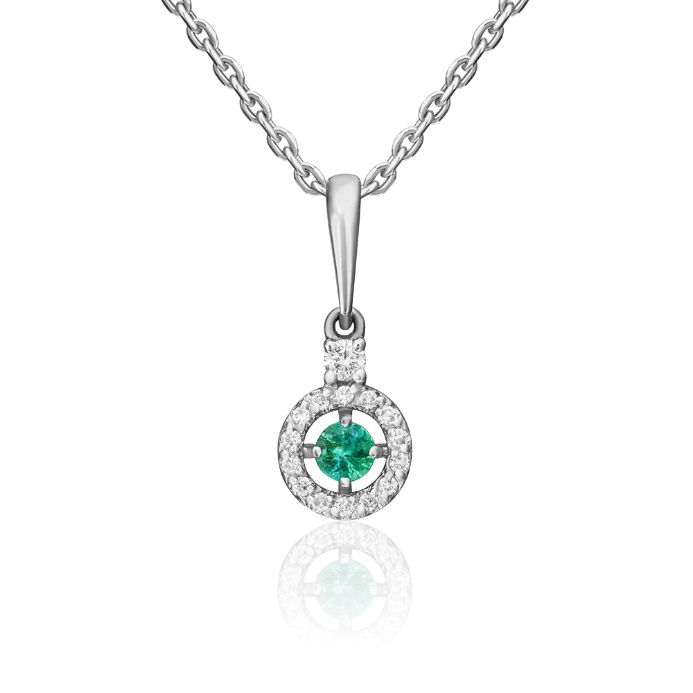 Подвеска из белого золота с изумрудом и бриллиантами 03-0515-00-106-1120-30