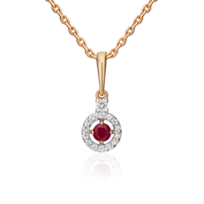 Подвеска из красного золота с рубином и бриллиантами
