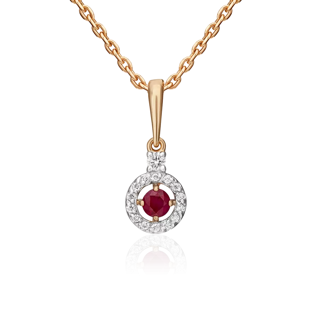 Подвеска из красного золота с рубином и бриллиантами 03-0515-00-107-1110-30