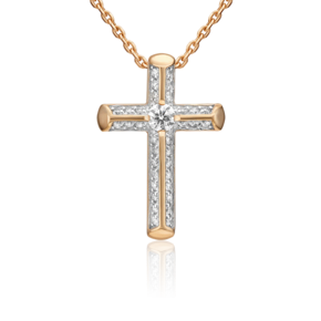 Декоративный крест из красного золота с бриллиантами 03-0516-00-101-1110-30