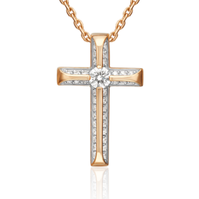 Декоративный крест из красного золота с бриллиантами 03-0517-00-101-1110-30