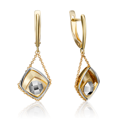 Серьги с английским замком из комбинированного золота 02-4285-00-000-1121-66