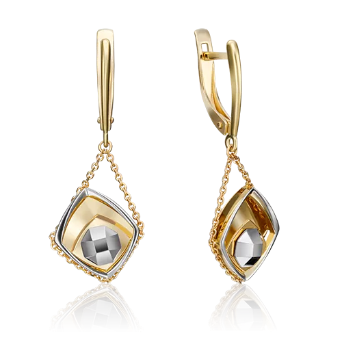 Серьги с английским замком из комбинированного золота 02-4285-00-000-1121-66