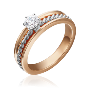 Помолвочное кольцо из комбинированного золота с фианитом 01-5260-00-501-1111-38
