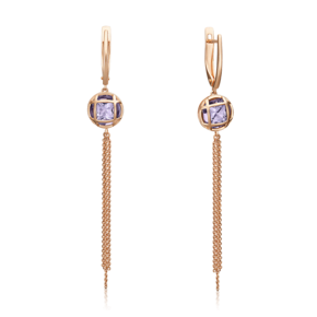 Серьги с английским замком из красного золота с аметистом 02-4505-00-203-1110-46