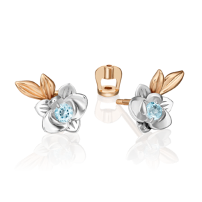 Серьги-пусеты «Орхидеи» (пожелание любви) из комбинированного золота с топазом 02-4706-00-201-1111-75 Серьги-пусеты «Орхидеи» (пожелание любви) из комбинированного золота с топазом 02-4706-00-201-1111-75