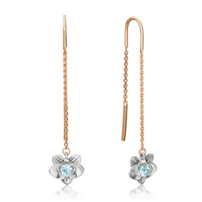 Серьги-цепочки «Орхидеи» из комбинированного золота с топазом 02-4707-00-201-1111-75