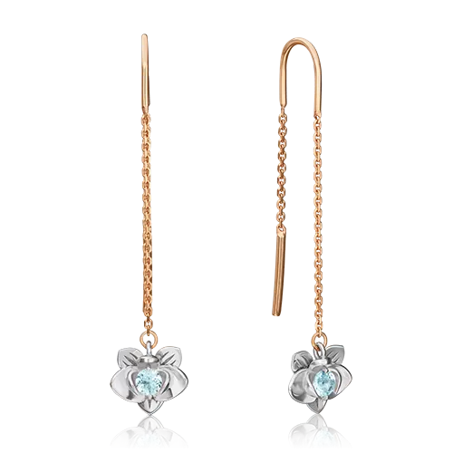 Серьги «Орхидеи» (пожелание любви) из комбинированного золота с топазом 02-4707-00-201-1111-75