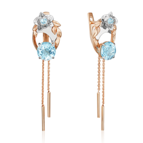 Серьги «Орхидеи» (пожелание любви) из комбинированного золота с топазами 02-4714-00-201-1111-76