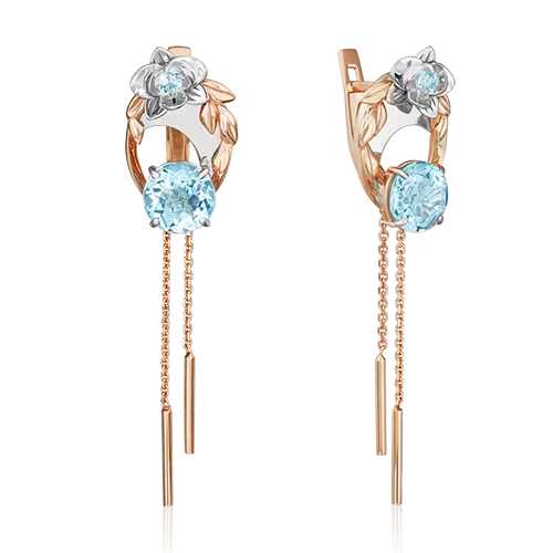 Серьги «Орхидеи» (пожелание любви) из комбинированного золота с топазами 02-4714-00-201-1111-76