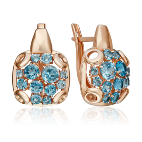 Серьги с английским замком из красного золота с топазами 02-5397-00-201-1110