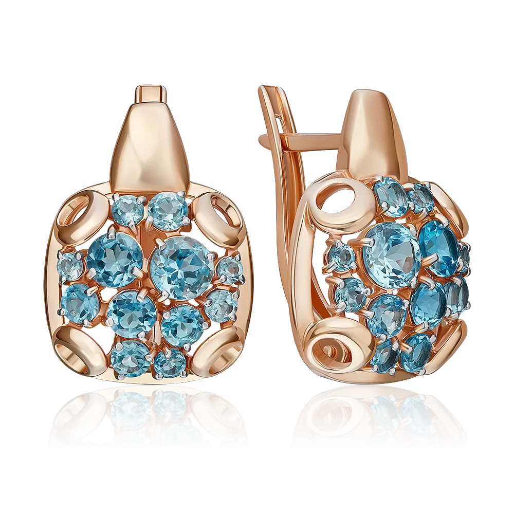 Серьги с английским замком из красного золота с топазами 02-5397-00-201-1110