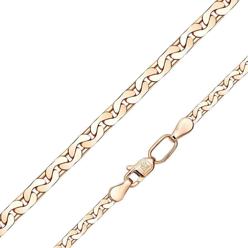 Цепь из красного золота с алмазной гранью (плетение «Якорное плоское») 21-4303-080-1110-17