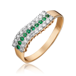 Кольцо из красного золота с бриллиантами и изумрудами 01-1482-00-106-1110-30