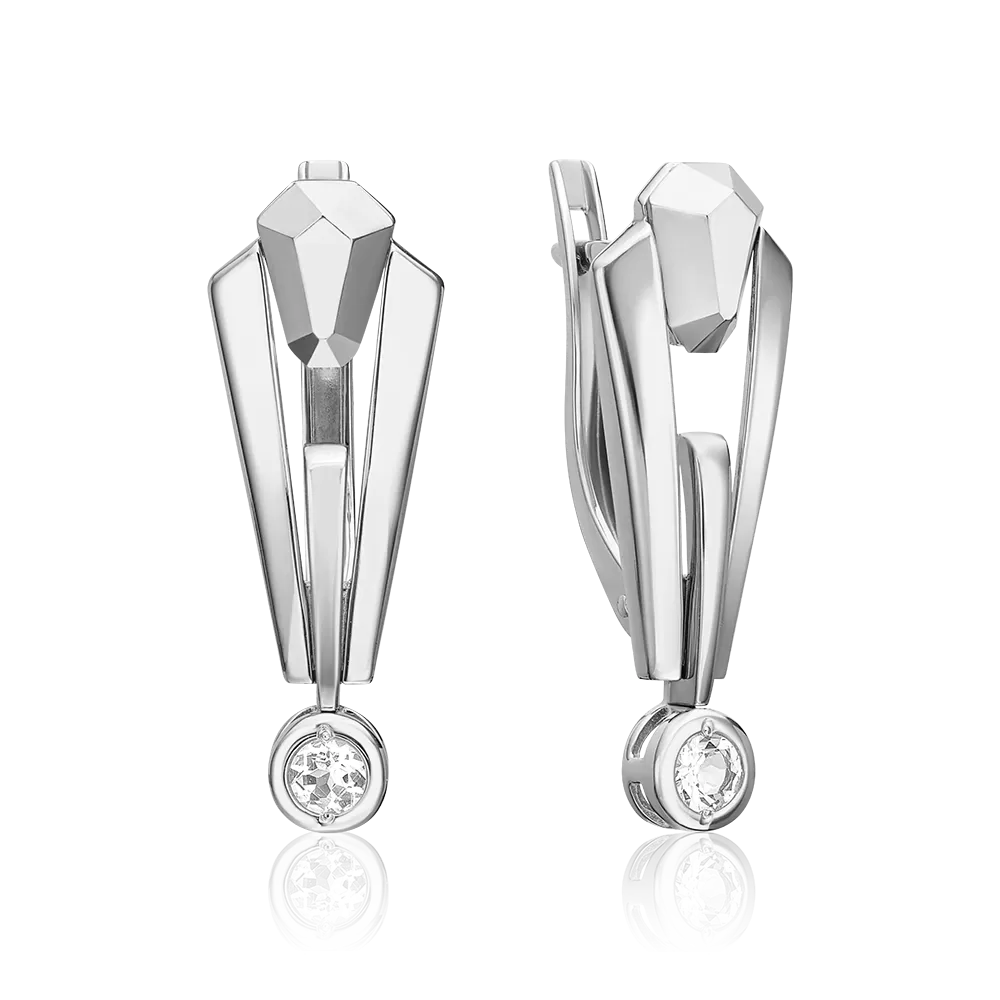 Серьги с английским замком из белого золота с натуральным топазом white 02-5037-00-201-1120